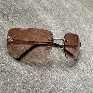 Chic Gold and Brown Sunglasses with butterfly detail